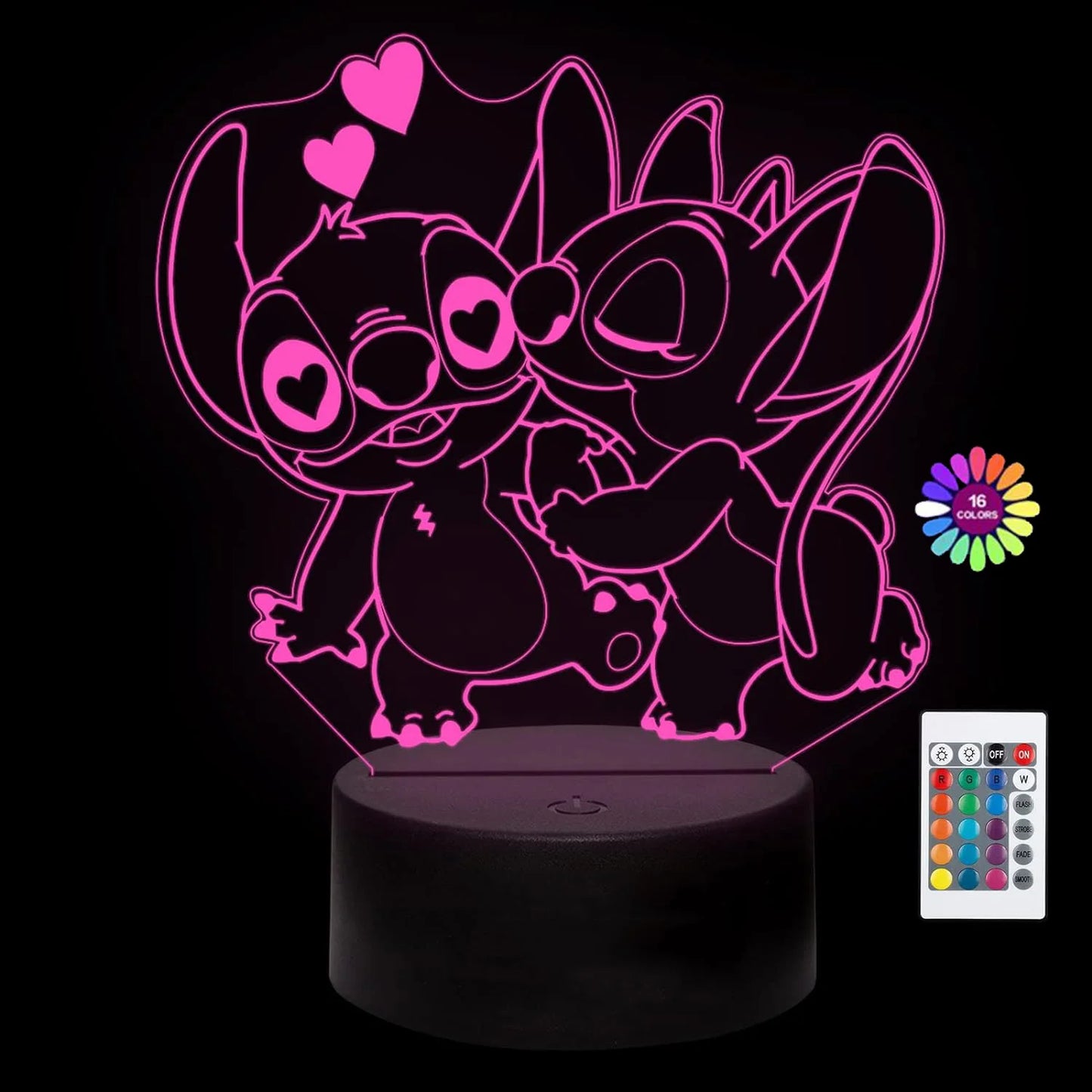 Veilleuse 3D Icidal Stitch avec télécommande et Smart Touch, lampe de décoration de chambre