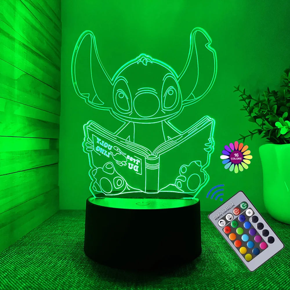 Veilleuse 3D Icidal Stitch avec télécommande et Smart Touch, lampe de décoration de chambre
