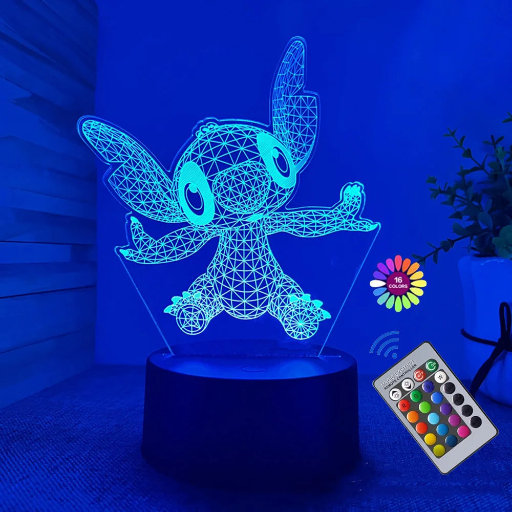 Veilleuse 3D Icidal Stitch avec télécommande et Smart Touch, lampe de décoration de chambre
