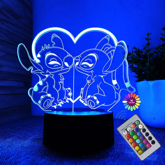 Veilleuse 3D Icidal Stitch avec télécommande et Smart Touch, lampe de décoration de chambre