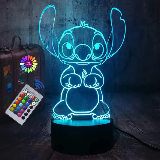 Veilleuse 3D Icidal Stitch avec télécommande et Smart Touch, lampe de décoration de chambre